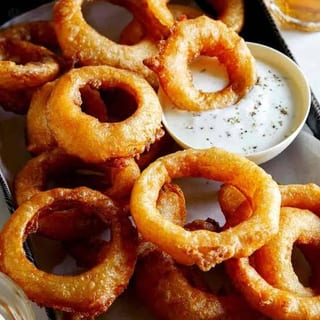 ONION RINGS, beer battered, thick cut, choice of dipping sauce