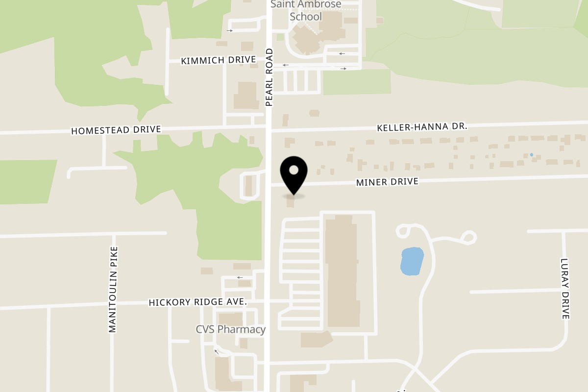 Map showing the location of The Great American Pizza Company on 1035 Pearl Rd in Brunswick